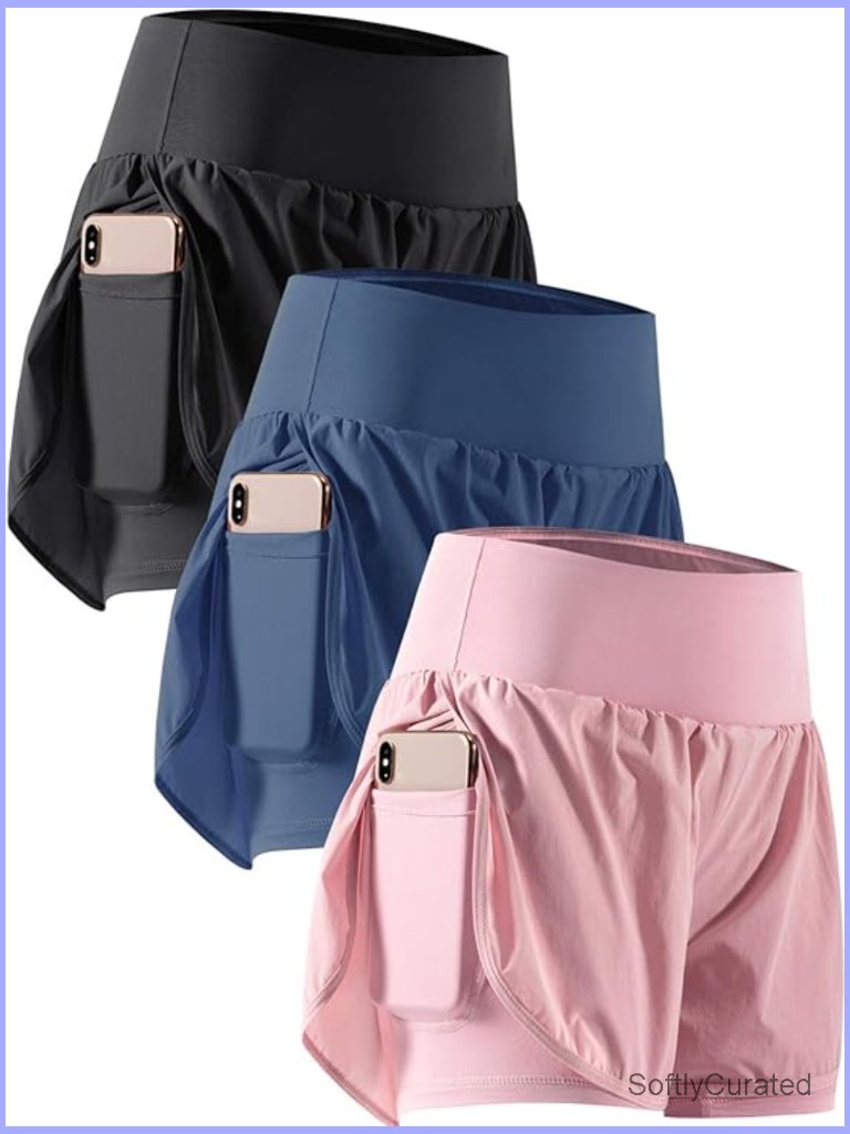 2-In-1 Women's Workout Running Shorts With Phone Pockets